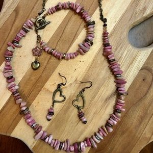 Rhodonite jewelry set! All metals are cadmium and nickel free.